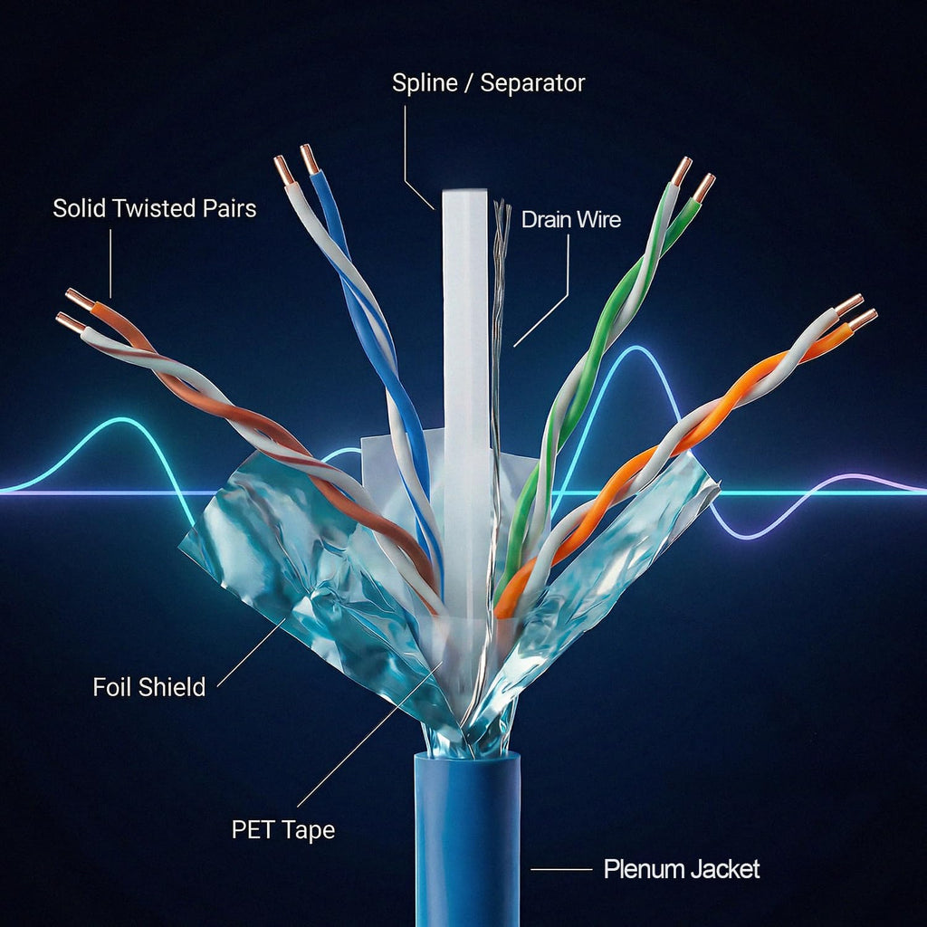 Cat6 Plenum Shielded 1000ft 23AWG Solid Bare Copper Ethernet Cable L700