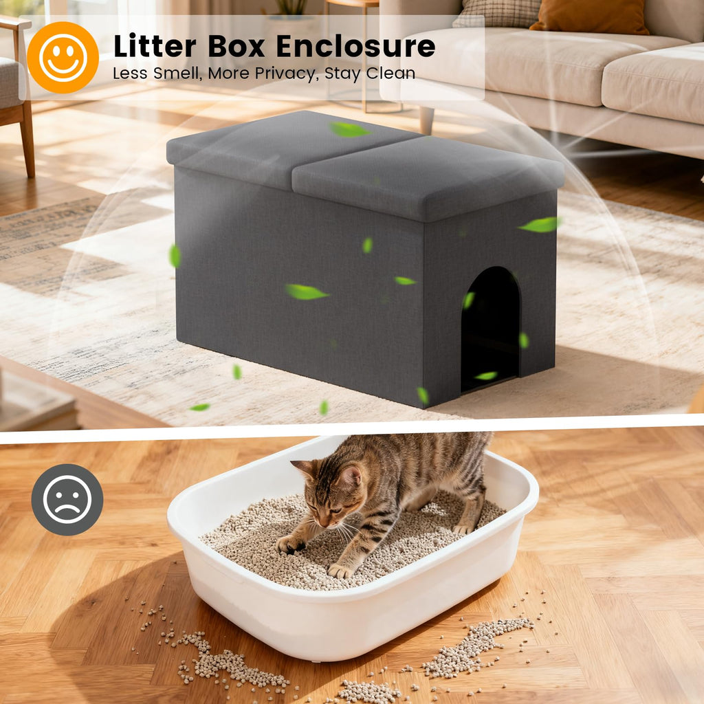 Dark Grey Cat Litter Box Enclosure V693