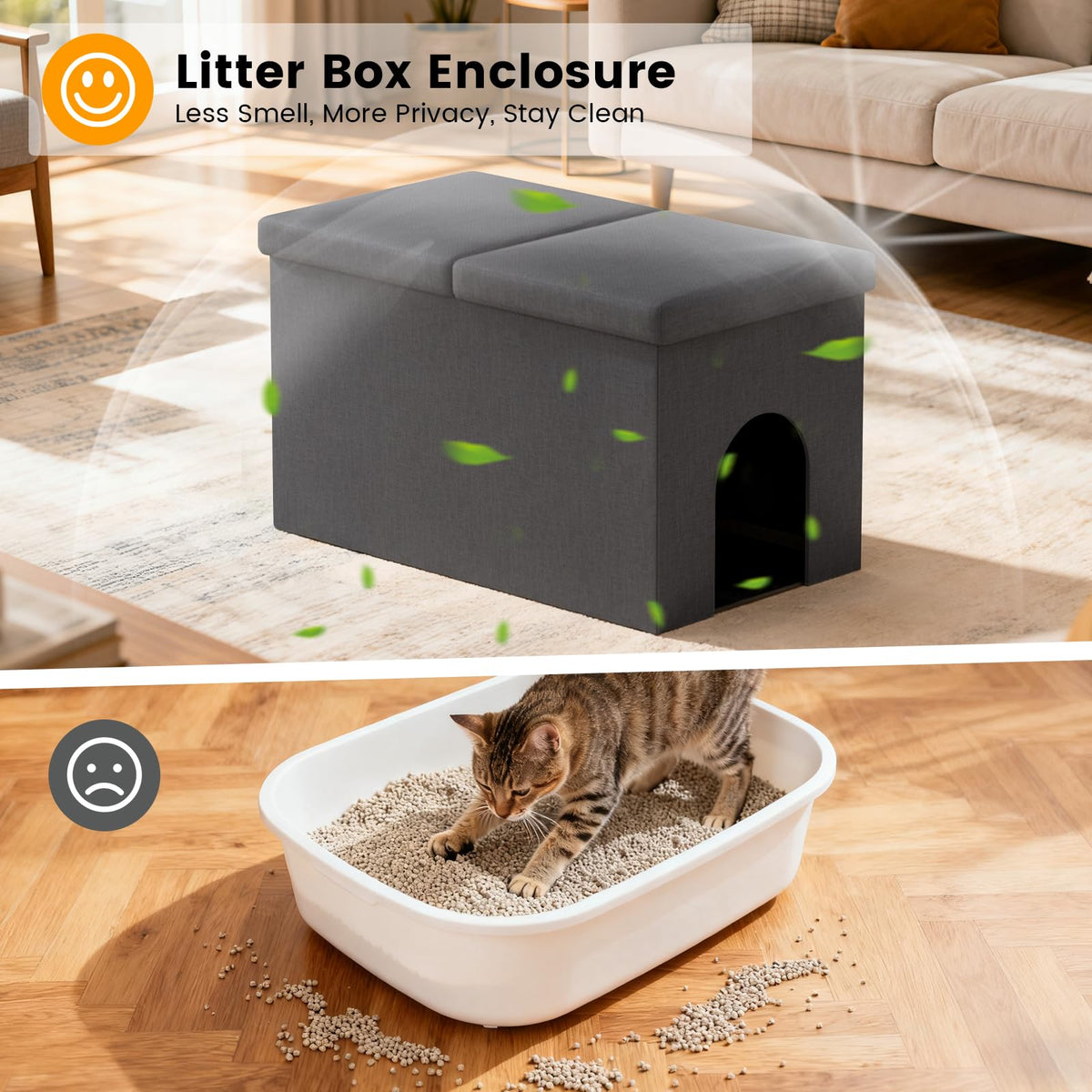 Dark Grey Cat Litter Box Enclosure V693