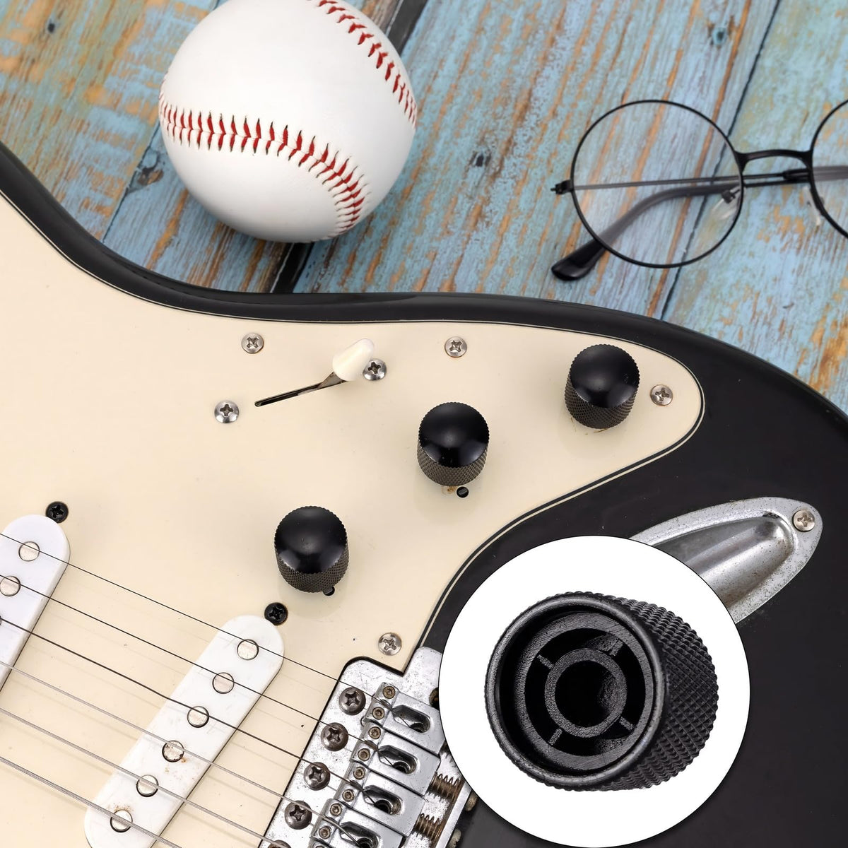 Black Metal Guitar Knobs S525