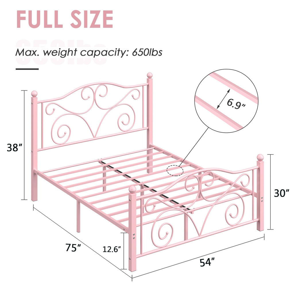 Full Size Metal Bed Frame with Headboard and Footboard V94019