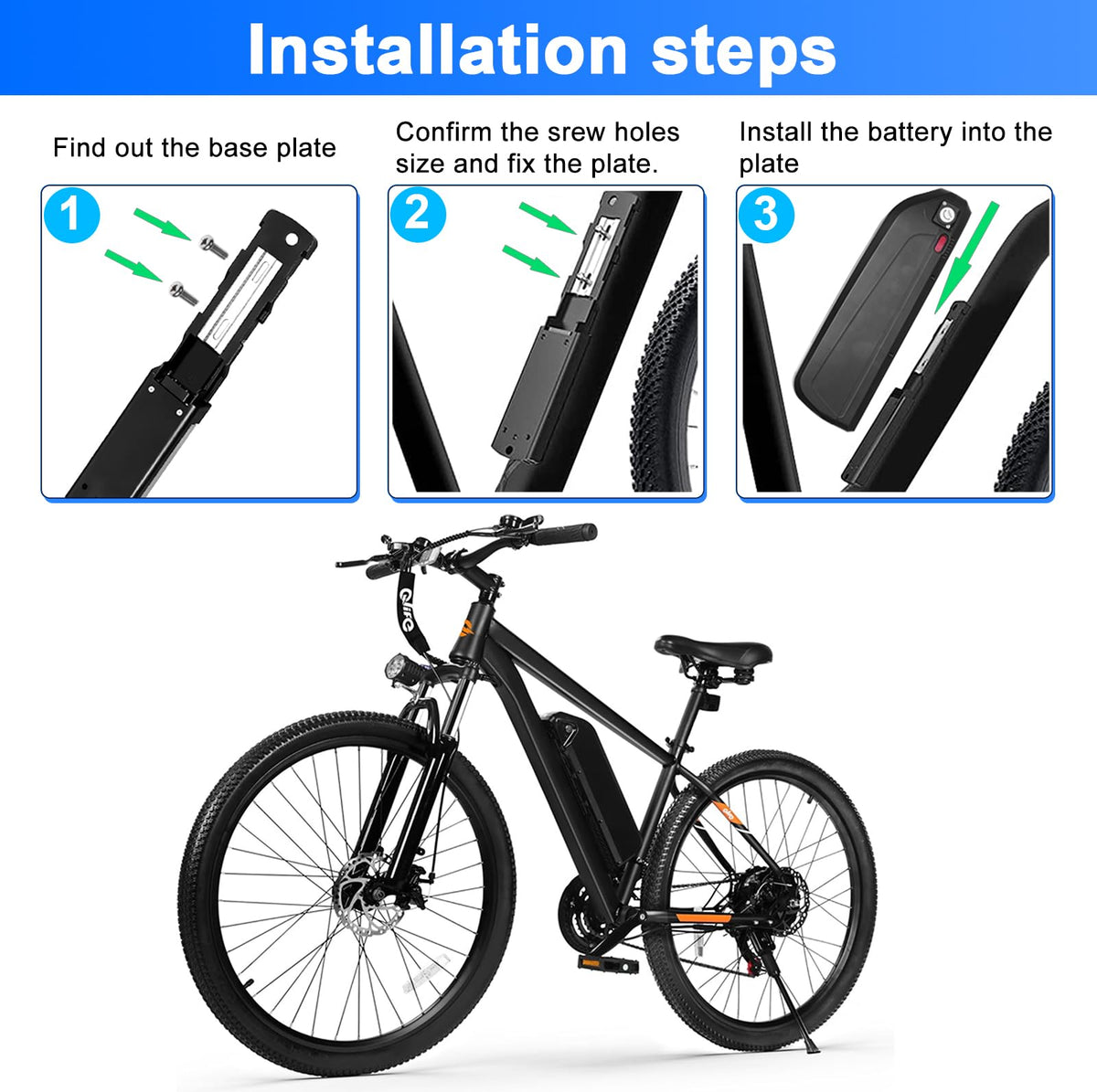 48V 13Ah Lithium Ebike Battery with 30A BMS H424
