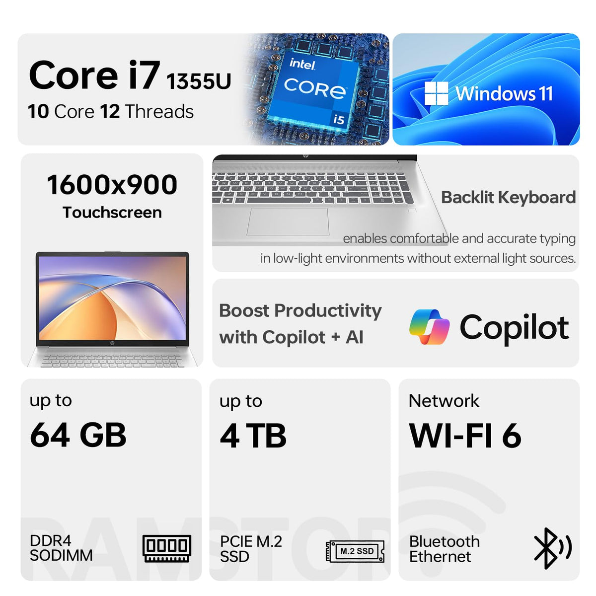 17.3" Touchscreen Laptop, Intel Core i7, 16GB RAM, 1TB SSD F170