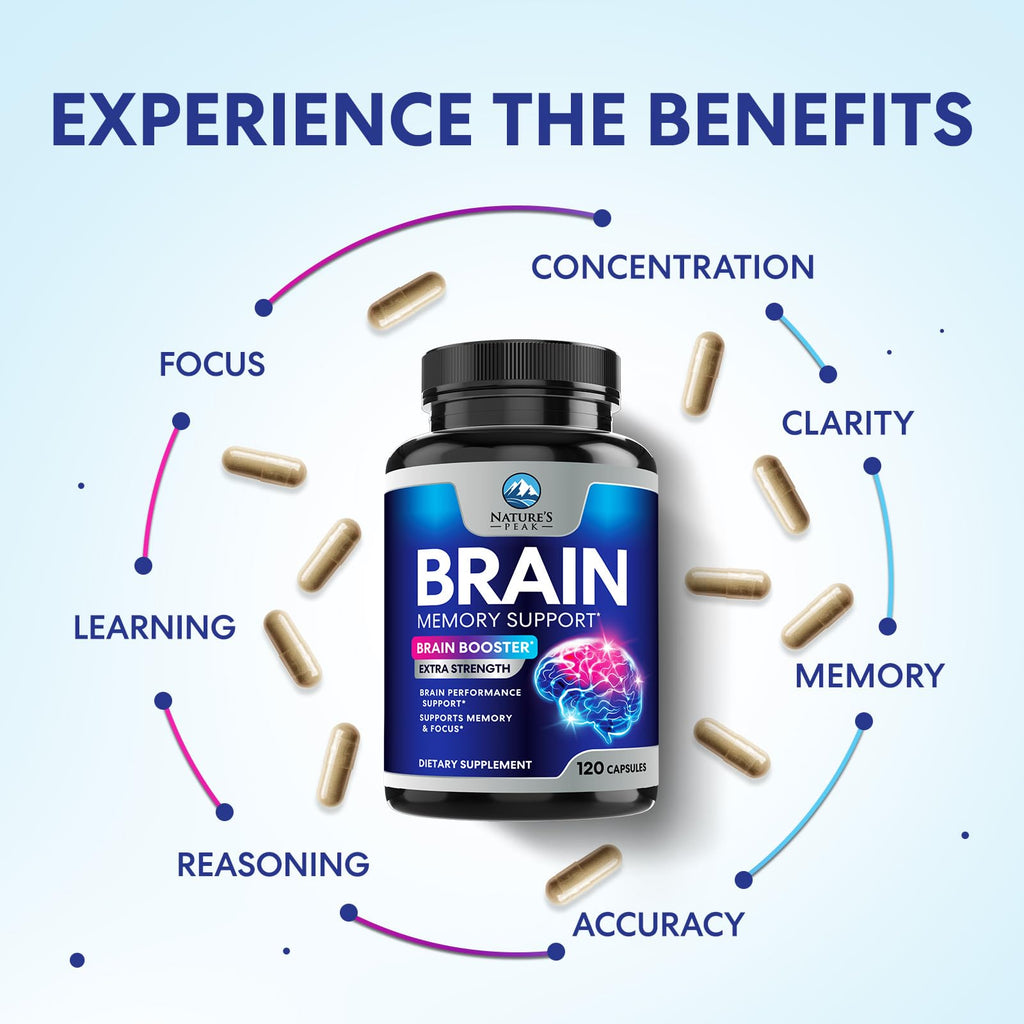120 Capsules Brain Memory Supplement with Vitamin B6 B12 Folate & Phosphatidylserine E89501