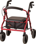 Red Rollator Walker with Padded Seat and 8" Wheels C747