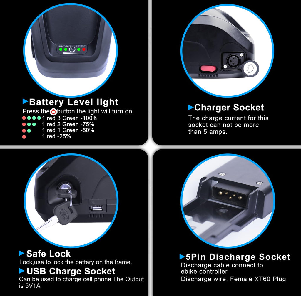 48V 13Ah Lithium Ebike Battery with 30A BMS H424
