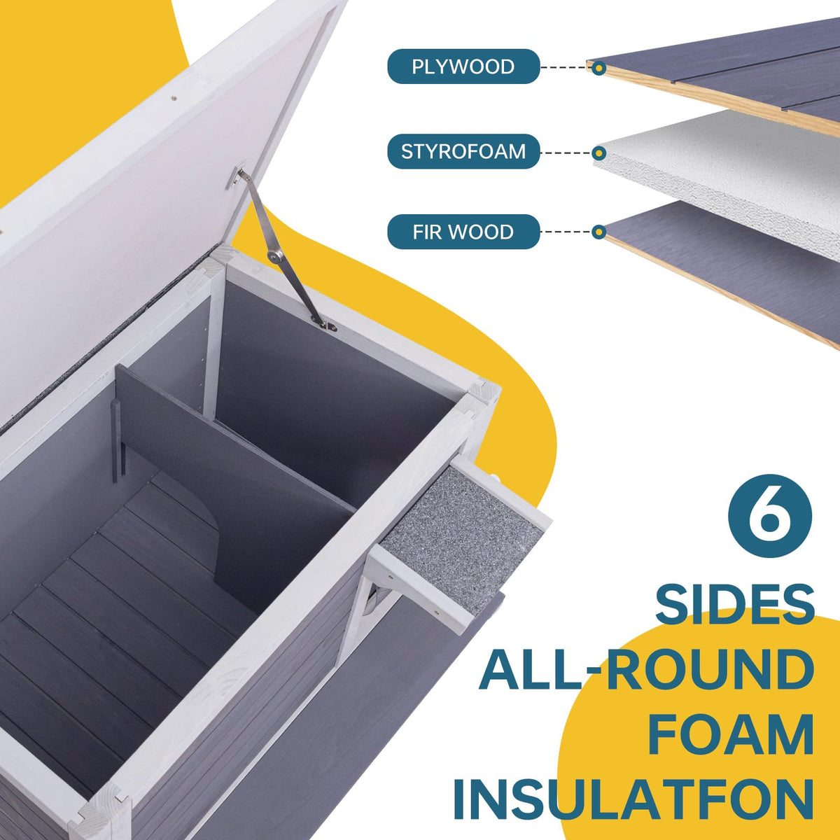 Weatherproof Outdoor Cat House with Elevated Floor C4737
