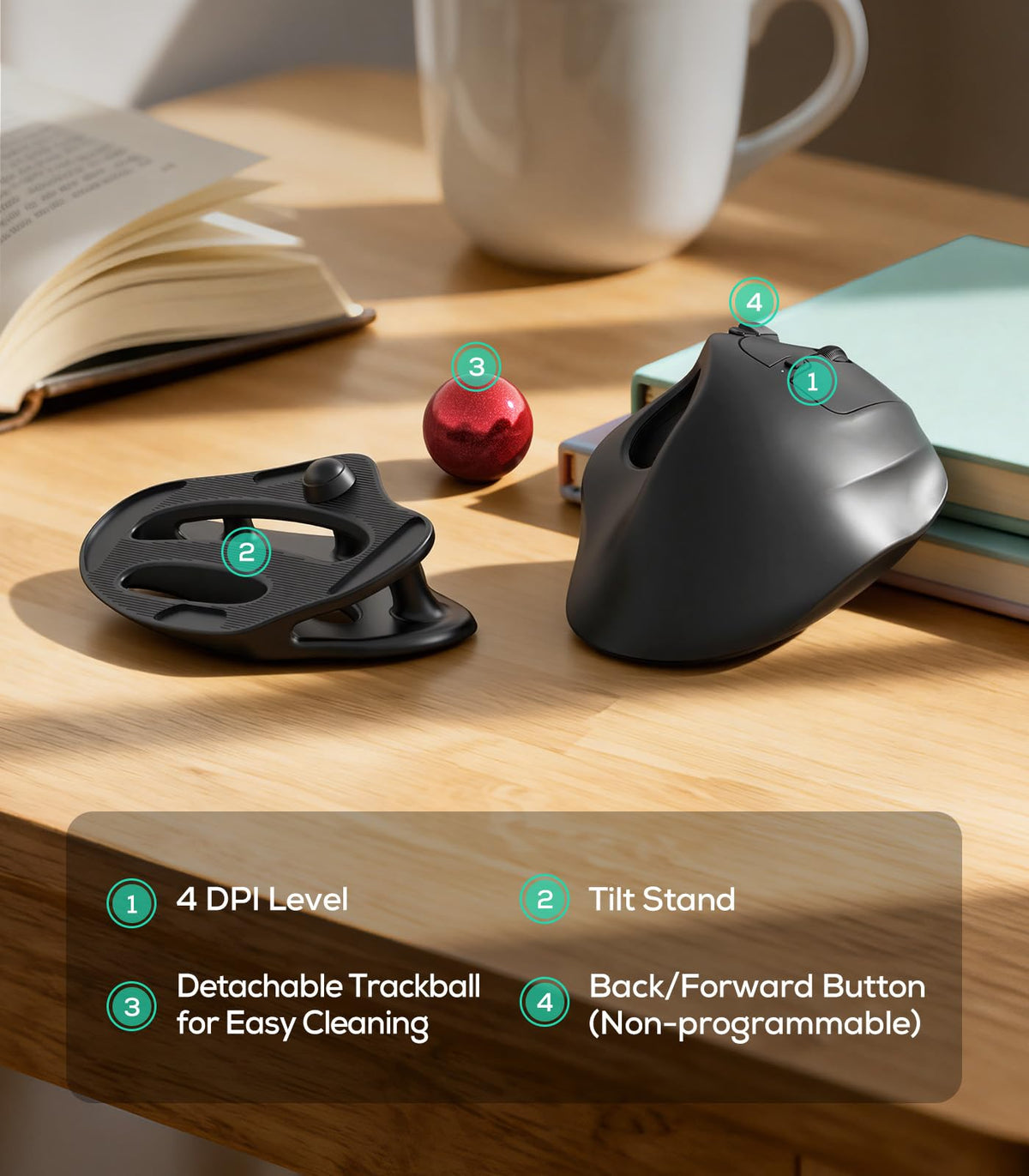Wireless Ergonomic Trackball Mouse Z607