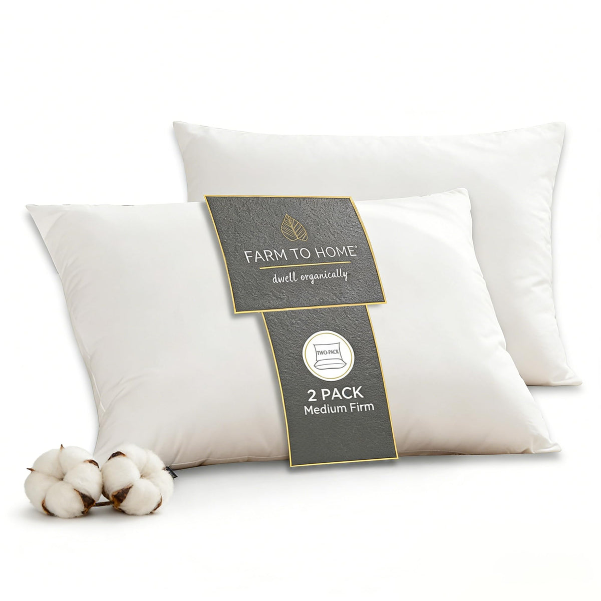 Feather and Down Pillows, 100% Organic Cotton Cover W1639