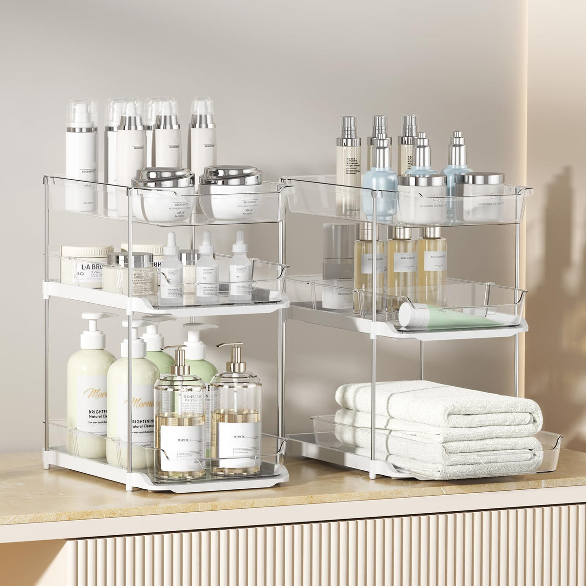 2 Sets of 3-Tier Under Sink Organizers and Storage G8383