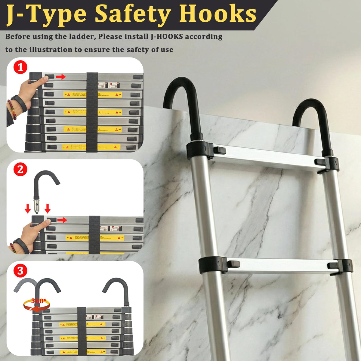20.3 FT Aluminum Telescopic Ladder 330lbs K6675