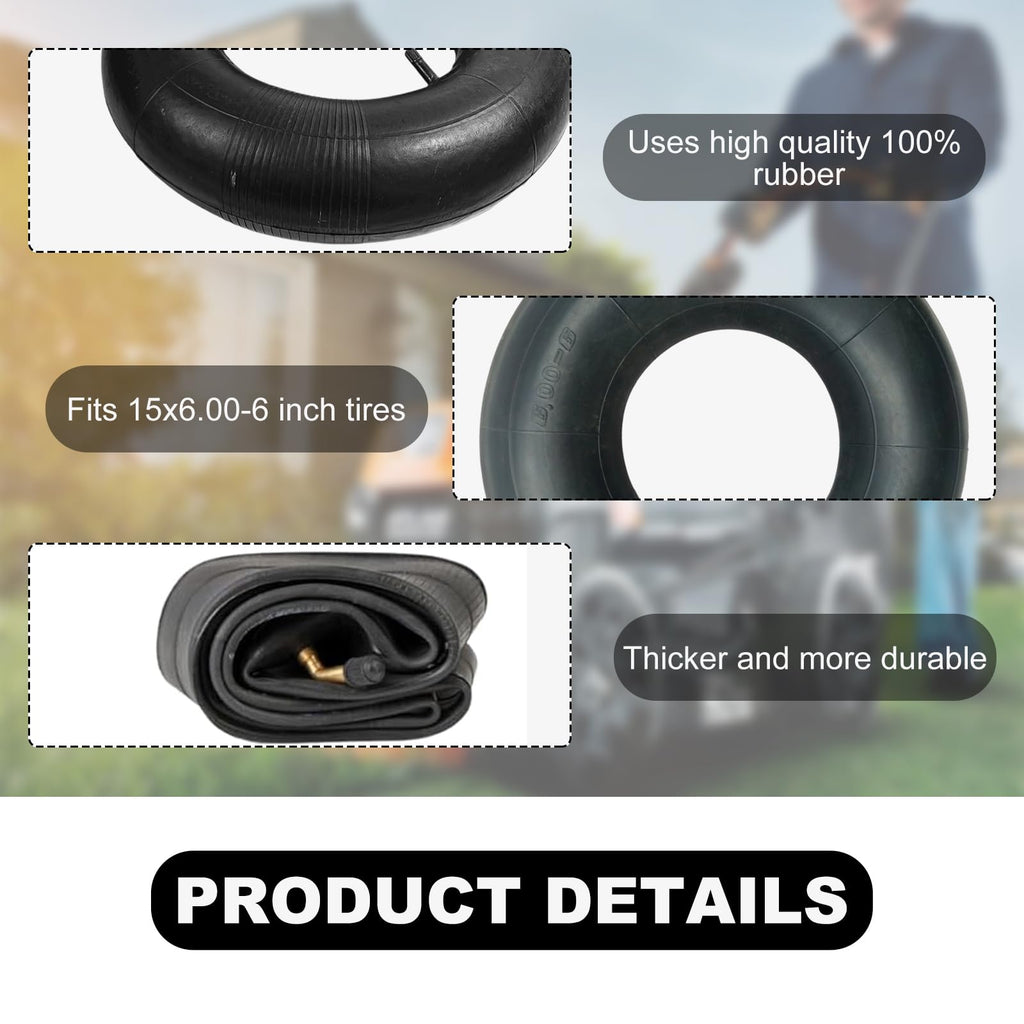 2 PCS 15×6.00-6" Inner Tubes with TR-13 Straight Valve Stem G8454