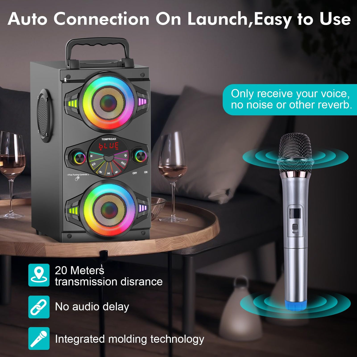 60W Portable Bluetooth Speaker with Subwoofer B52092