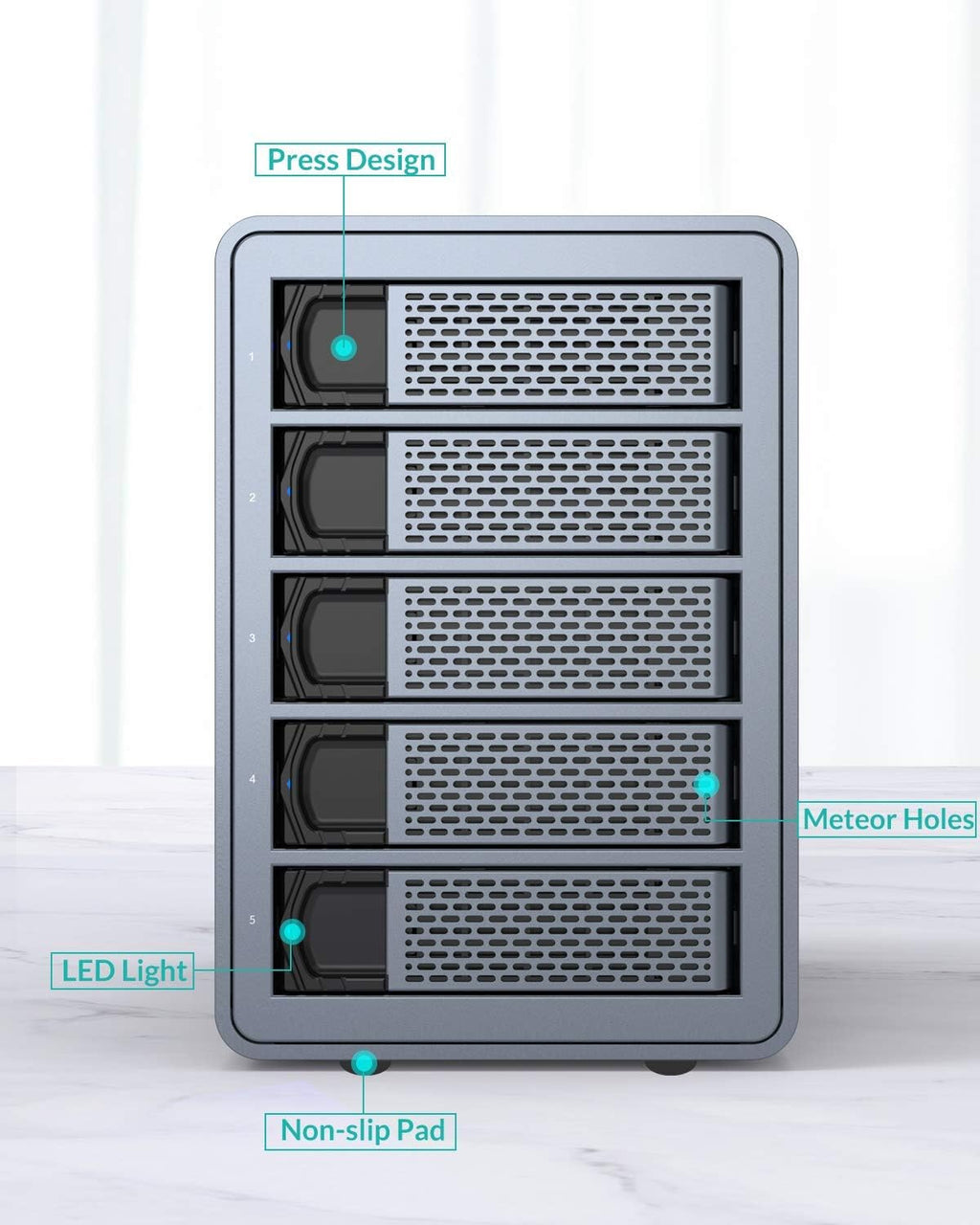 5 Bay Aluminum USB3.0 RAID Hard Drive Enclosure A296931