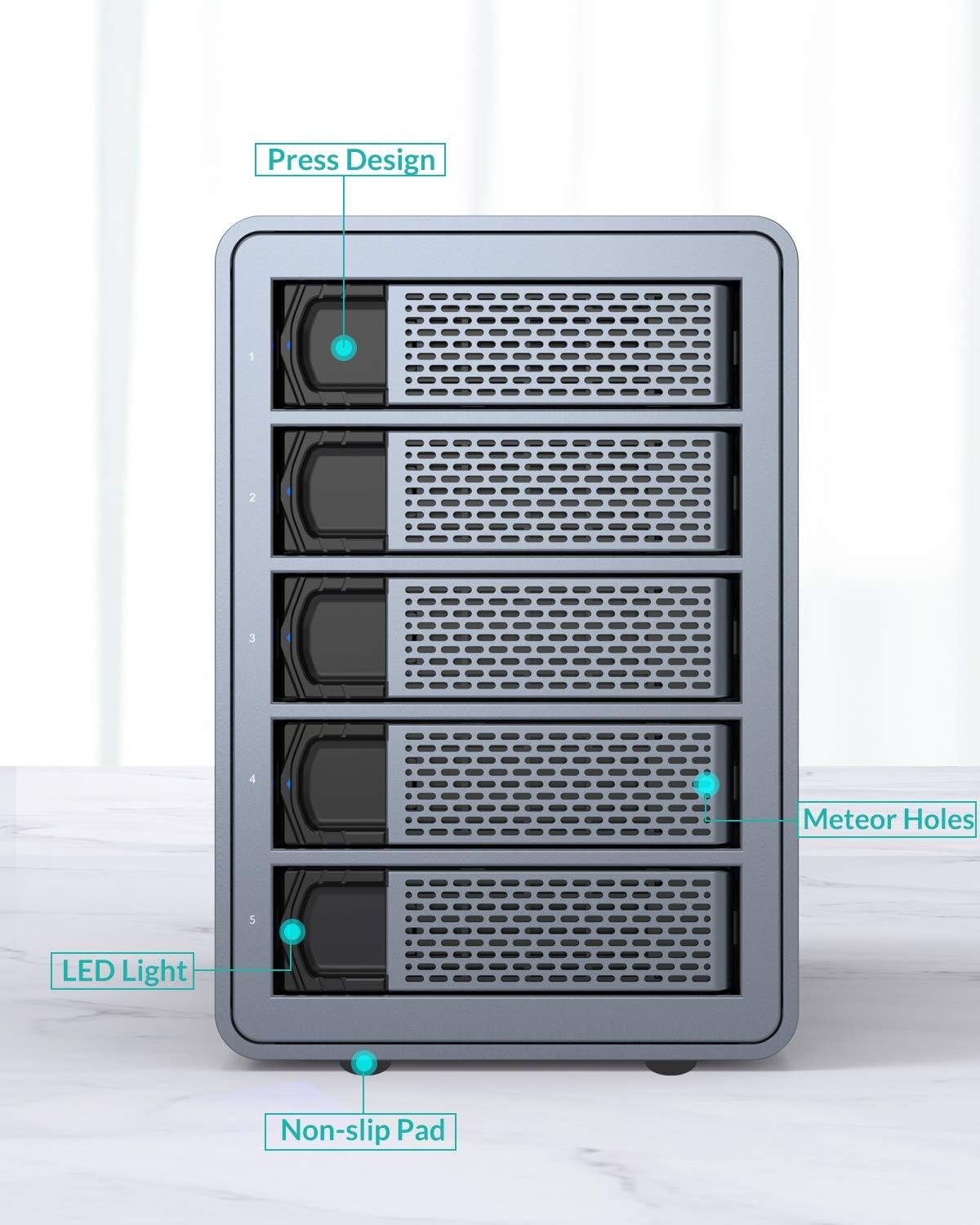 5 Bay Aluminum USB3.0 RAID Hard Drive Enclosure A296931