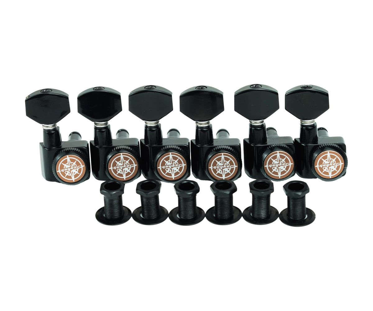 6 In-line Locking Guitar Tuners Black T9450