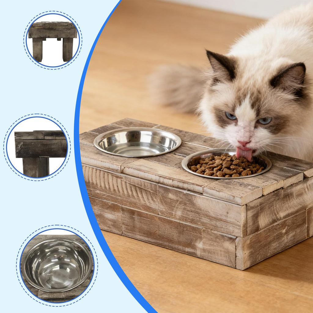 Elevated Dog & Cat Double Bowl Feeder Stainless Steel Bowls R220868