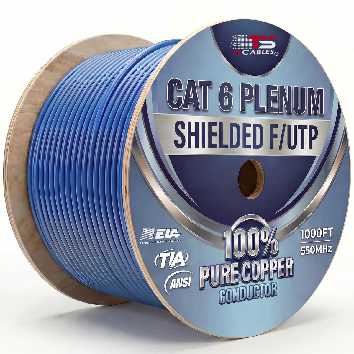 Cat6 Plenum Shielded 1000ft 23AWG Solid Bare Copper Ethernet Cable L700
