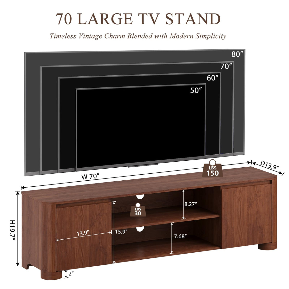 70" Walnut TV Stand R833610
