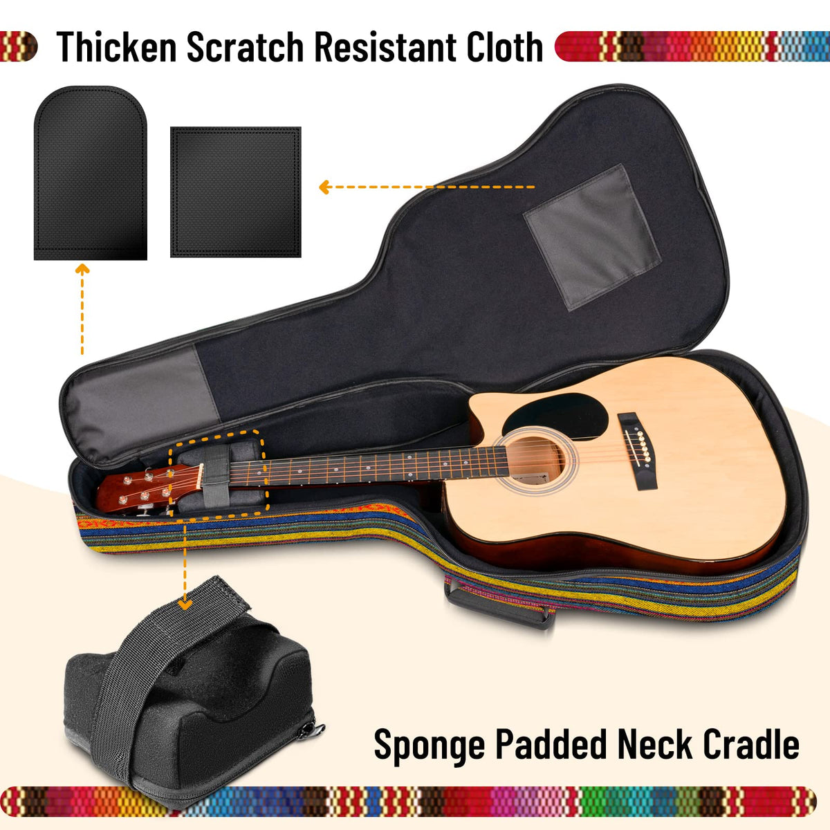 0.65in Thick Sponge Padded Acoustic Guitar Bag Z9174