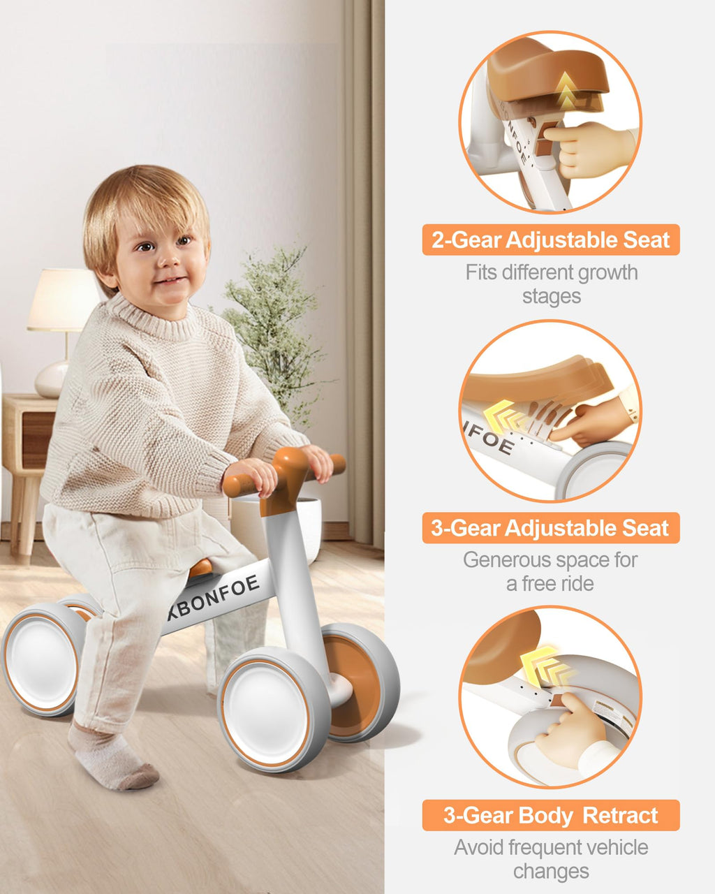 10-24 Month No Pedal Balance Bike with 4 Wheels G858
