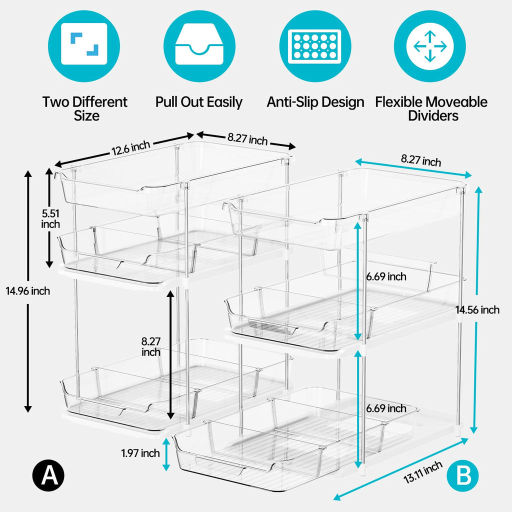 2 Sets of 3-Tier Under Sink Organizers and Storage G8383