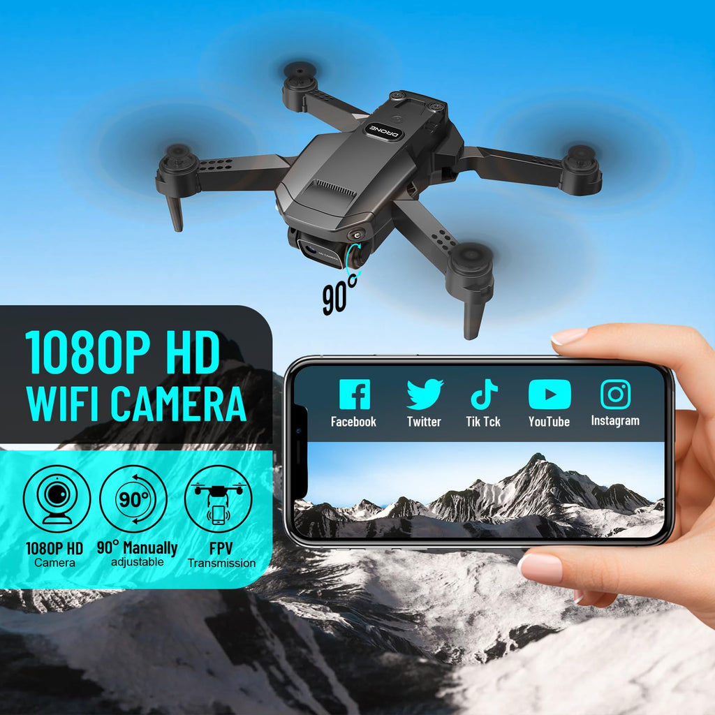 1080P HD Foldable Mini RC Drone with Camera, 2 Batteries U76942