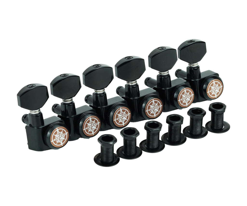 6 In-line Locking Guitar Tuners Black T9450