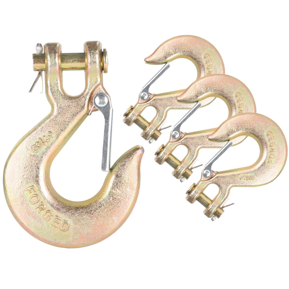 4-Pack 3/8 Forged Clevis Slip Hooks with Safety Latch I501