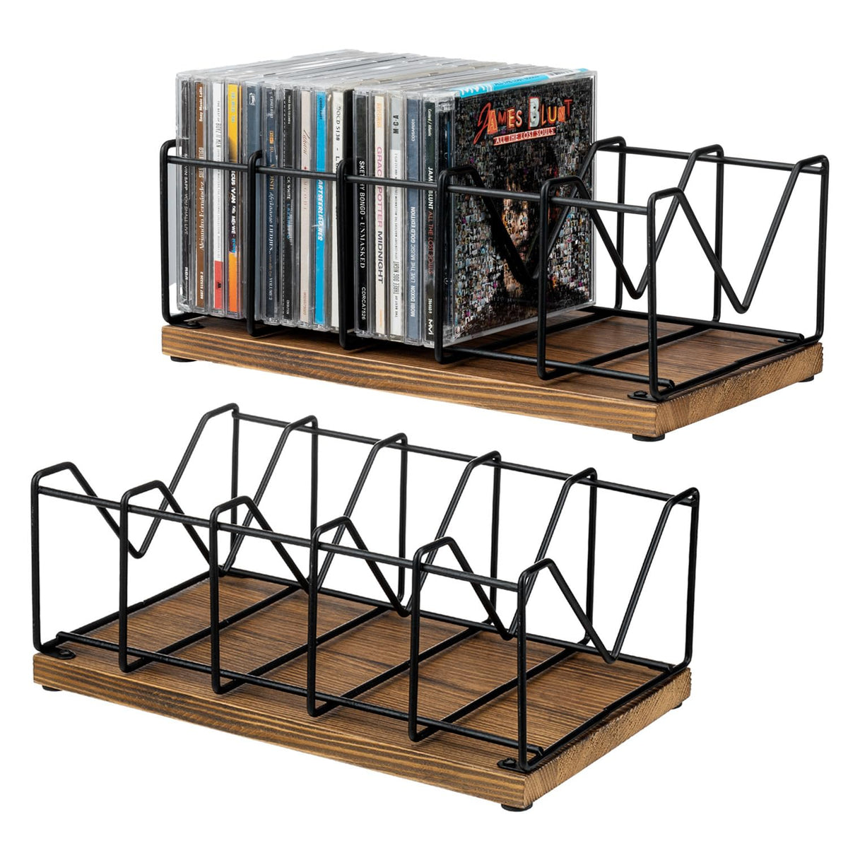 2 Pcs CD Rack Holder, DVD Tower, Tabletop Disc Case Organizer Storage K6258