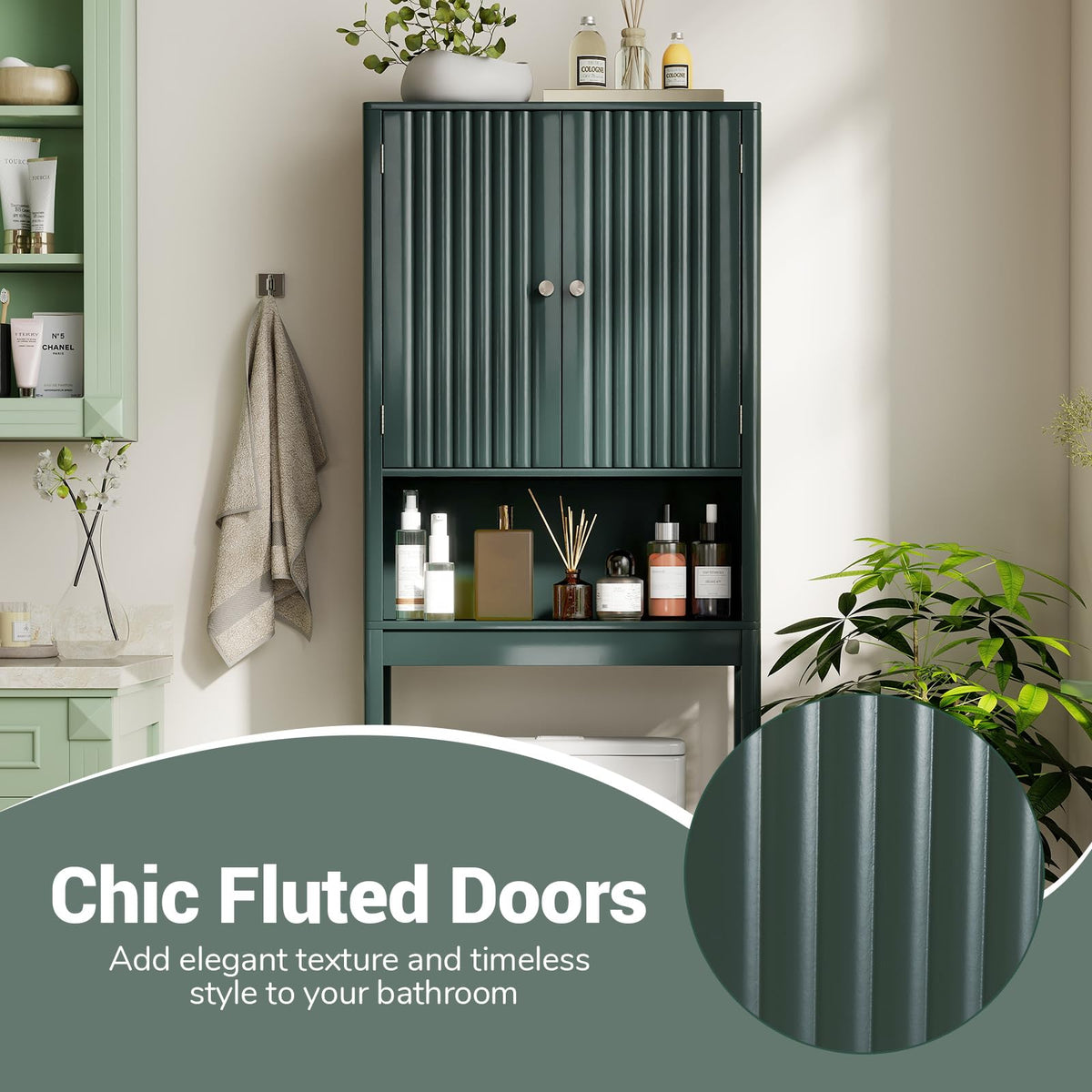 Over The Toilet Storage Cabinet with Fluted Doors R905962