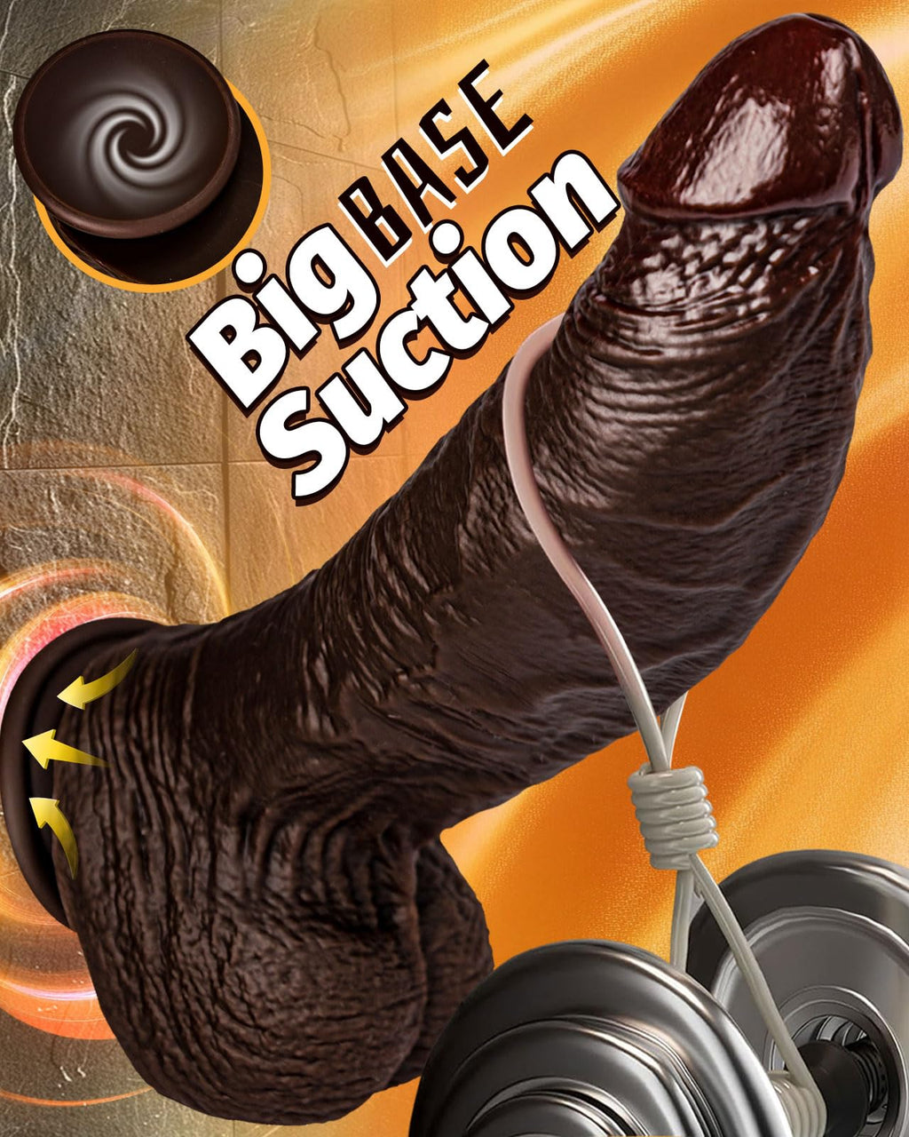 10.5'' Thick Black Realistic Curved Dildo A997