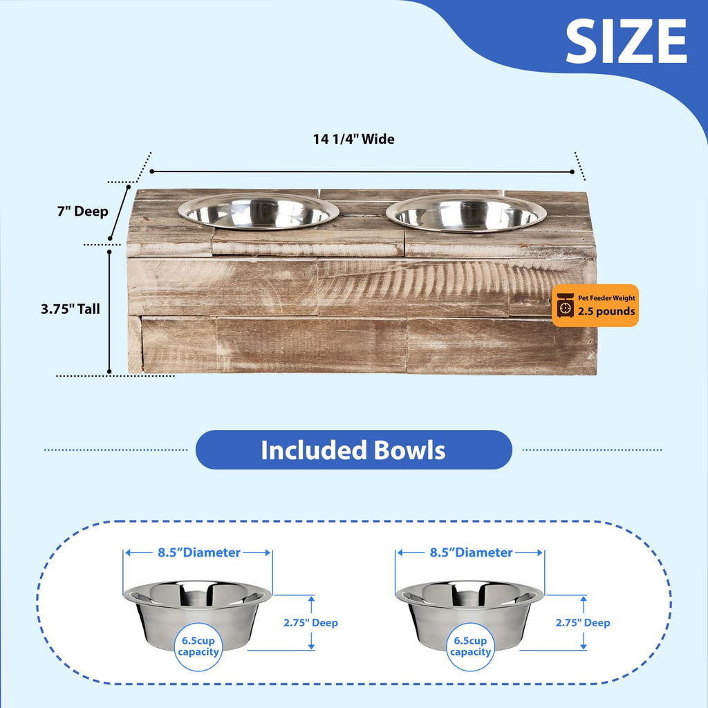 Elevated Dog & Cat Double Bowl Feeder Stainless Steel Bowls R220868