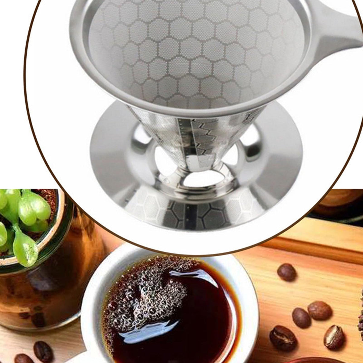 Pour Over Coffee Filter Dripper Stainless Steel E29361