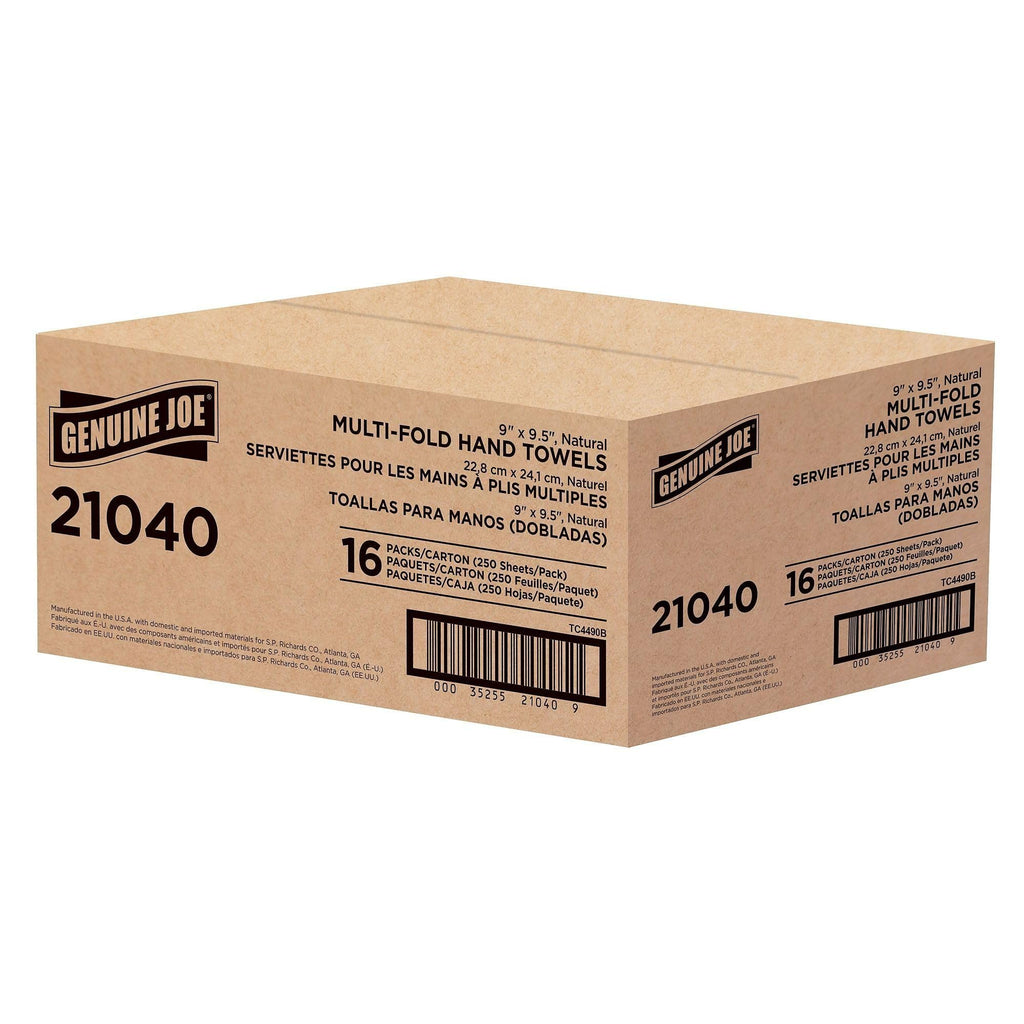 Multifold Paper Hand Towels 1-Ply Kraft 100% Recycled 250 Count 16 Pack J81169
