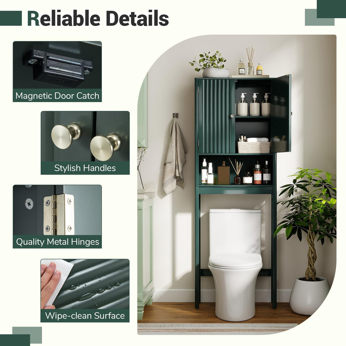 Over The Toilet Storage Cabinet with Fluted Doors R905962