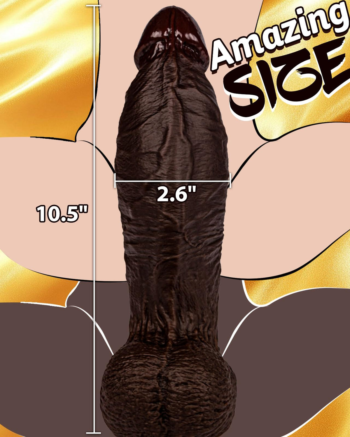 10.5'' Thick Black Realistic Curved Dildo A997