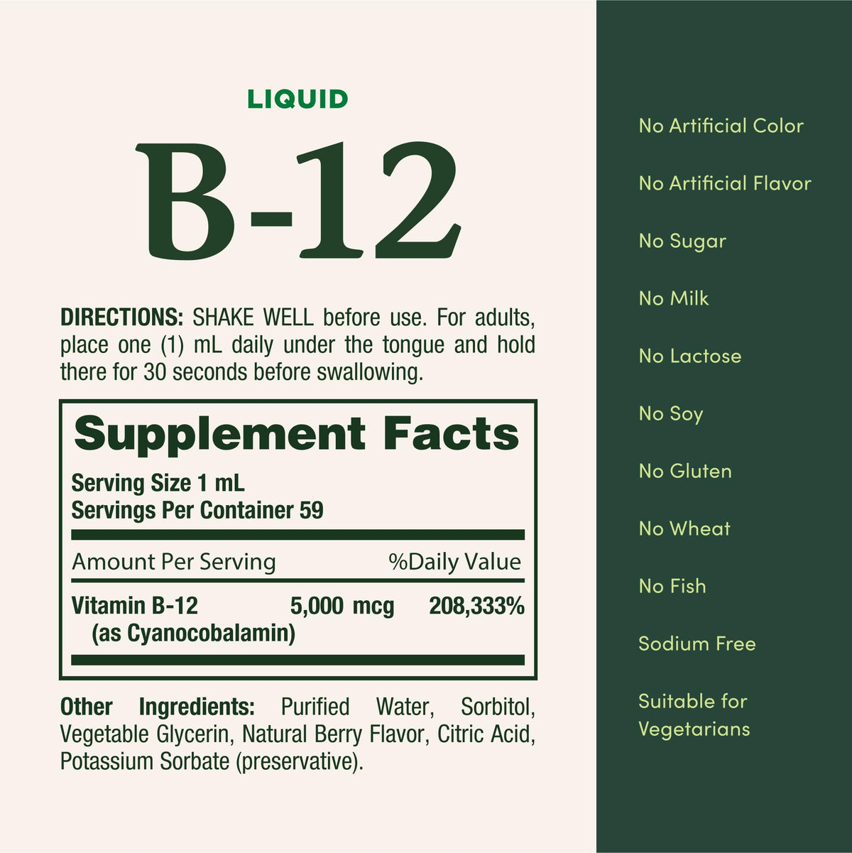 Vitamin B12 5000 mcg Sublingual Liquid 2 Fl Oz M329