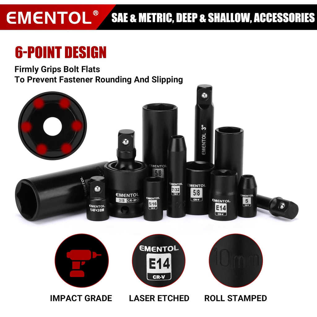 189-Piece Impact Socket Set, 1/4" & 3/8" Drive Metric and SAE R468988