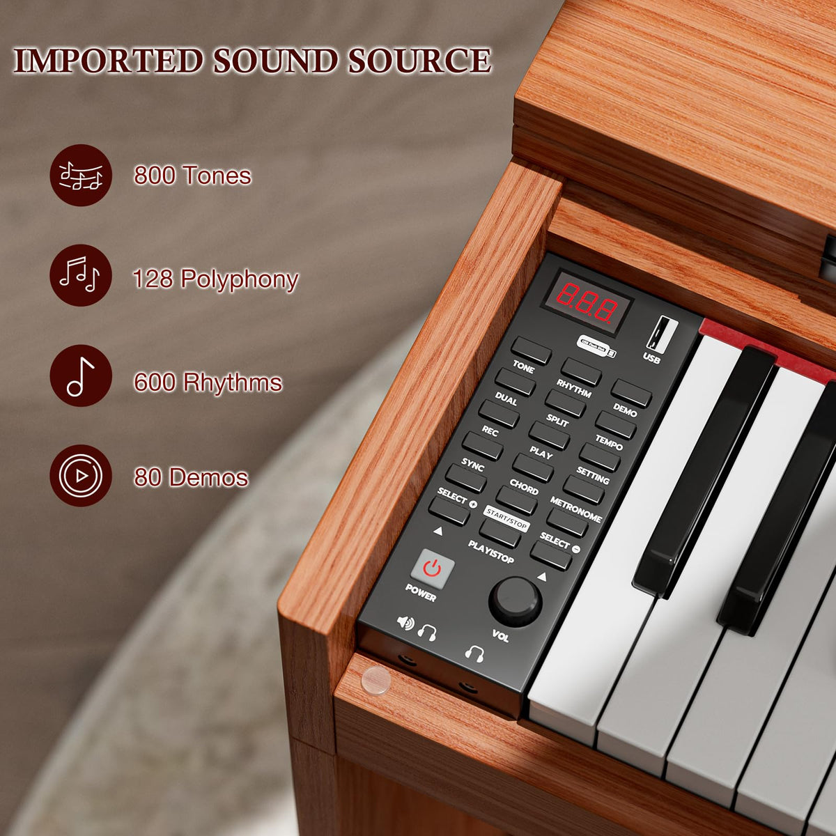 88 Weighted Keys Upright Digital Piano with Bench P906180