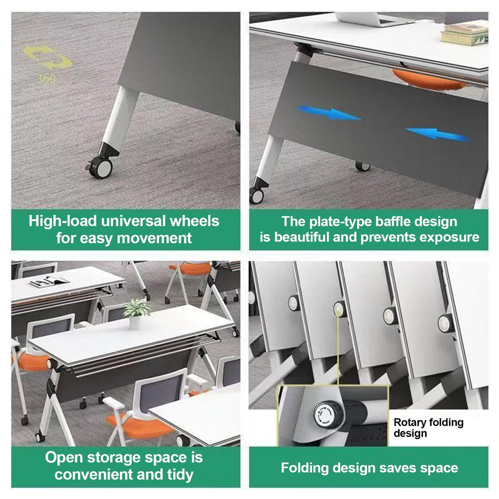 Folding Conference Table with Silent Wheels 120-180cm J2421