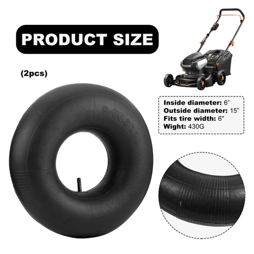 2 PCS 15×6.00-6" Inner Tubes with TR-13 Straight Valve Stem G8454