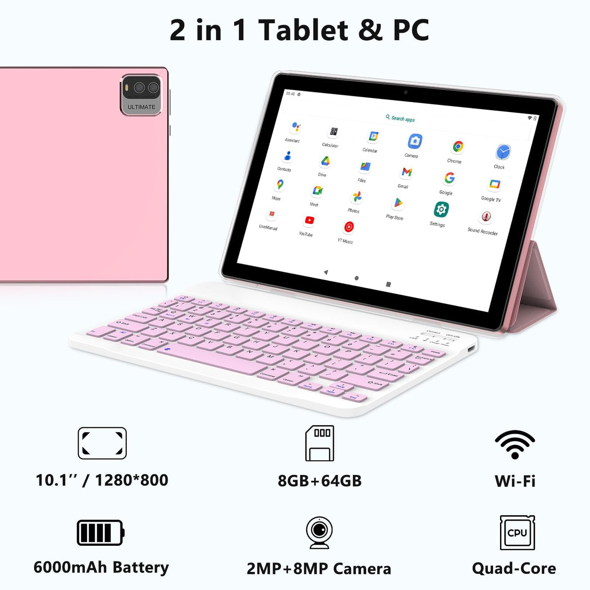 10 Inch Android Tablet with Keyboard 8GB+64GB Q599619