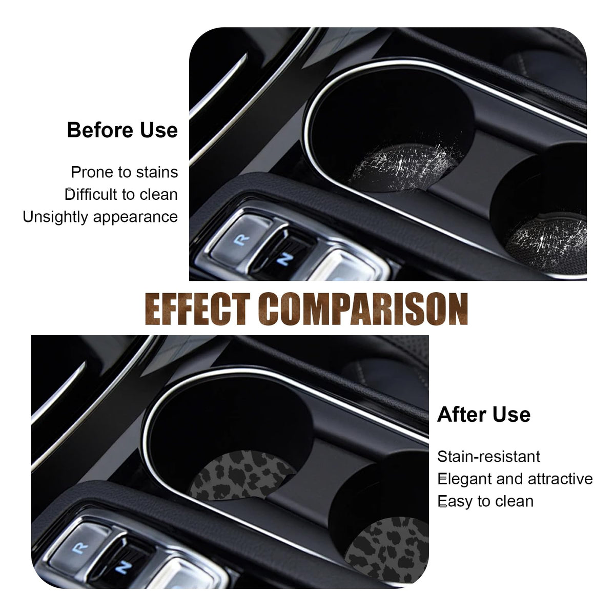 2 PCS Non-Slip Rubber Cheetah Print Car Cup Coasters V9852