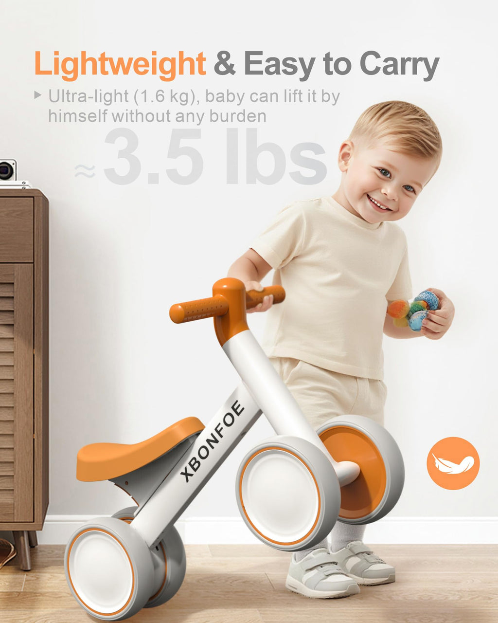 10-24 Month No Pedal Balance Bike with 4 Wheels G858