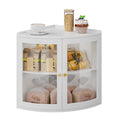 White Double Layer Large Bread Box with Acrylic Doors F18176