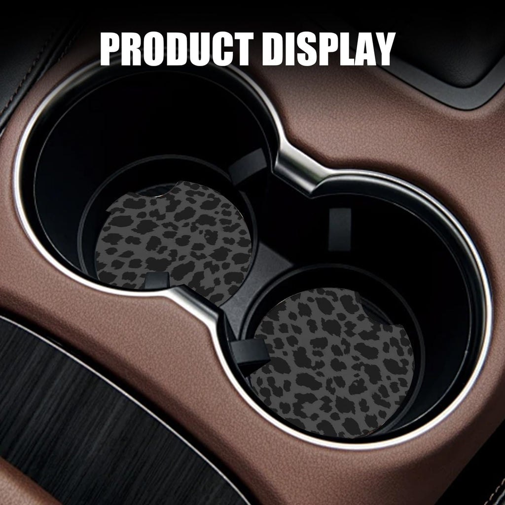 2 PCS Non-Slip Rubber Cheetah Print Car Cup Coasters V9852