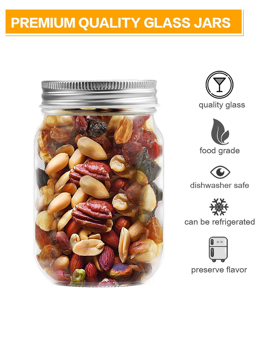 12 oz Glass Canning Jars 6 Pack M7138