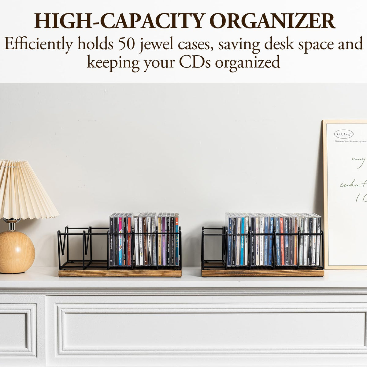 2 Pcs CD Rack Holder, DVD Tower, Tabletop Disc Case Organizer Storage K6258