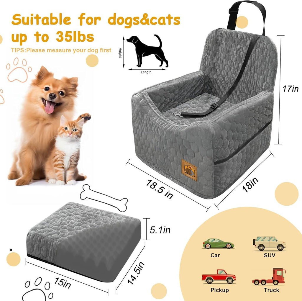 Memory Foam Dog Booster Seat with Washable Removable Cover J668